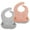 Blush/Grey, variant on Simka Rose Silicone Baby Bibs - Waterproof Bib Set, Peach/Black