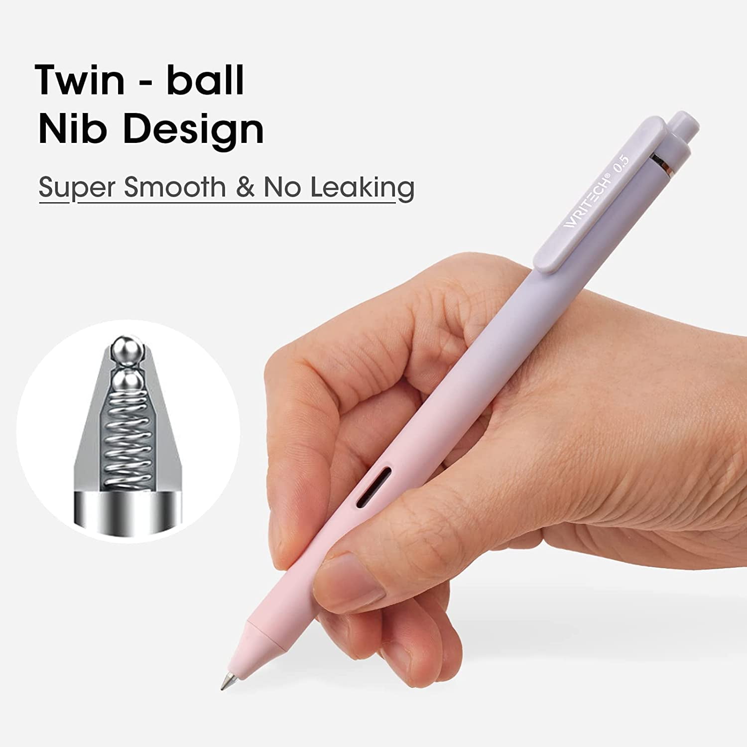 Indigo Polygon Ballpoint Pens, Comfortable Writing Pens, Pastel Retractable Pretty  Journaling Pens, Black Ink 0.5 mm