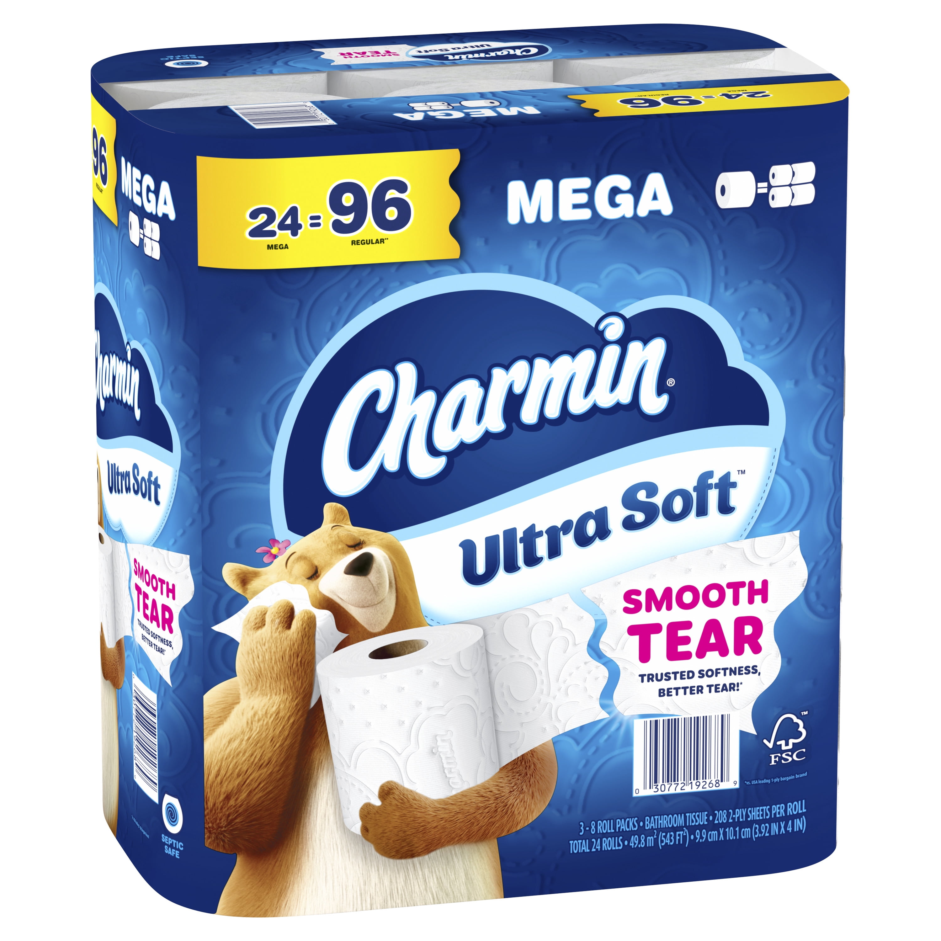 Charmin Ultra Soft Toilet Paper, 24 Mega Rolls, 2-Ply Bath Tissue