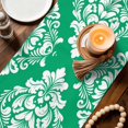 thumbnail image 3 of Green Boho Table Runner 90 Inches, Vintage Classic Bohemia Flower Textured Bed Runner Dresser Scarves Tabletop for Indoor Outdoor Parties/Ceremony/Banquet, 13" x 90", 3 of 9
