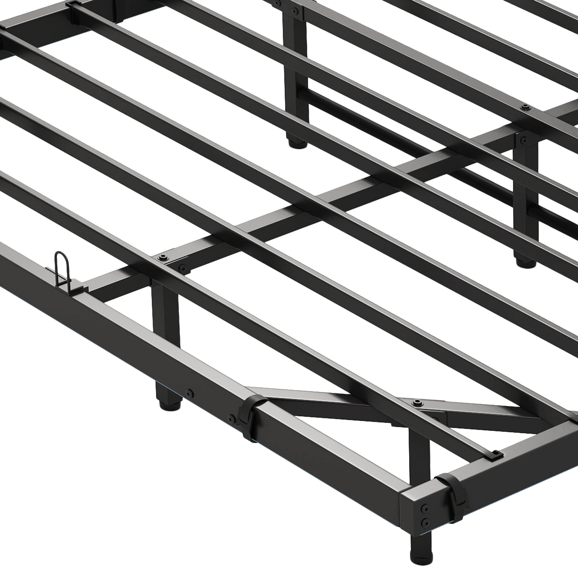 Dextrus Modern Floating Bed Frame, Full Size Bed Platform with 2-tier Storage Headboard, Noiseless Metal Frame, Built-in Power Hub, and LED Lights, Black