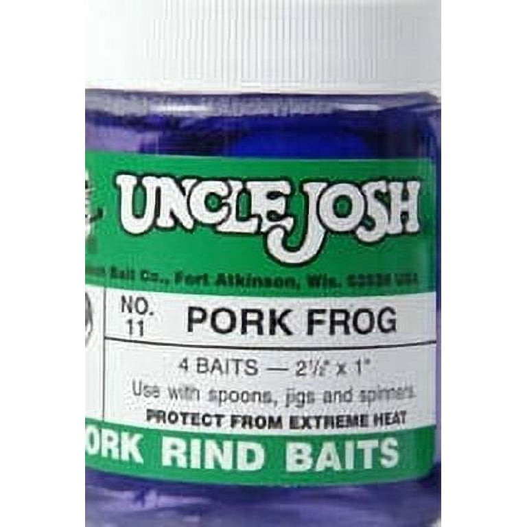 Uncle Josh Pork Frog Bait, Fishing Fish Bites, Blue, 3 Per Jar