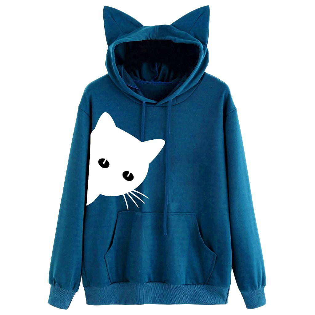 cat printed hoodie