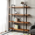 thumbnail image 3 of LuxenHome 4-Shelf 66.5" H x 51.2" W Pine Wood Metal Frame Etagere Bookcase, 3 of 9