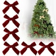 thumbnail image 2 of 6 Pcs Medium Red Velvet Christmas Bows – Burgundy Xmas Ribbon for Tree, Wreath, Garland & Gift Wrapping – Holiday Home Decor, Red, Bows, 2 of 9