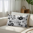 thumbnail image 3 of Vintage Flowers Throw Pillow Cover, Pillowcase Protectors with Zipper, Breathable Decorative Lumbar Pillow Case Cover, Black White Farmhouse Floral Plants Pillow Shams for Couch Sofa 12x20Inch, 3 of 8