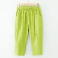 thumbnail image 4 of Outfmvch Linen Pants Women Gauchos for Women Palazzo Pants Gauze Pants Straight Wide Leg Beach Pant Women High Waisted Wide Leg Cropped Lounge Trousers Yoga Capris with Pockets Green XL-4XL, 4 of 4