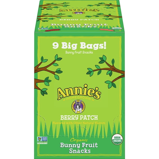 Annie's Organic Bunny Berry Patch Fruit Snacks, Gluten Free, 9 Bags