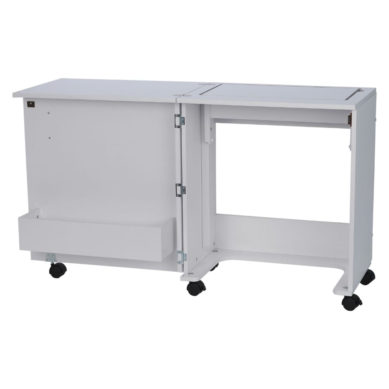 Arrow Cabinets Adjustable Judy Sewing and Craft Table with Storage, White