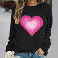 thumbnail image 1 of ICHUANYI Chandail à Col Rond pour Femmes de la Saint-Valentin avec Graphique de Cœur Imprimé, Col Rond, Décontracté, Ample, Chandail à Capuchon, Blouse à Manches Longues, Hauts, 1 of 5