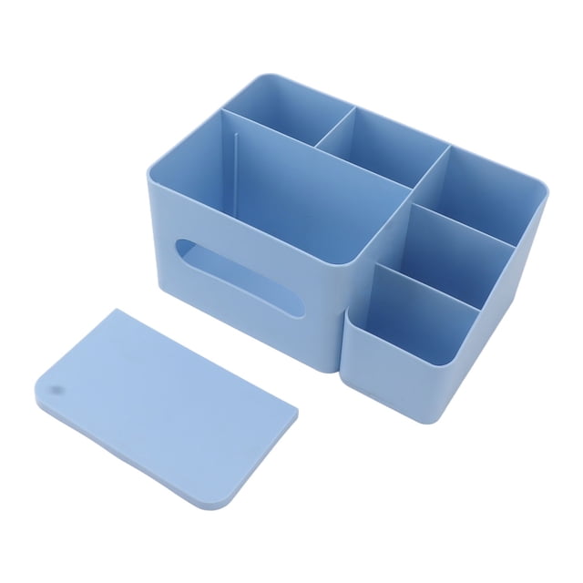 Multifonctiona Boîte à mouchoirs avec couvercle en plastique exquis Surface lisse Organiseur de bureau pour la maison ou le bureau Bleu