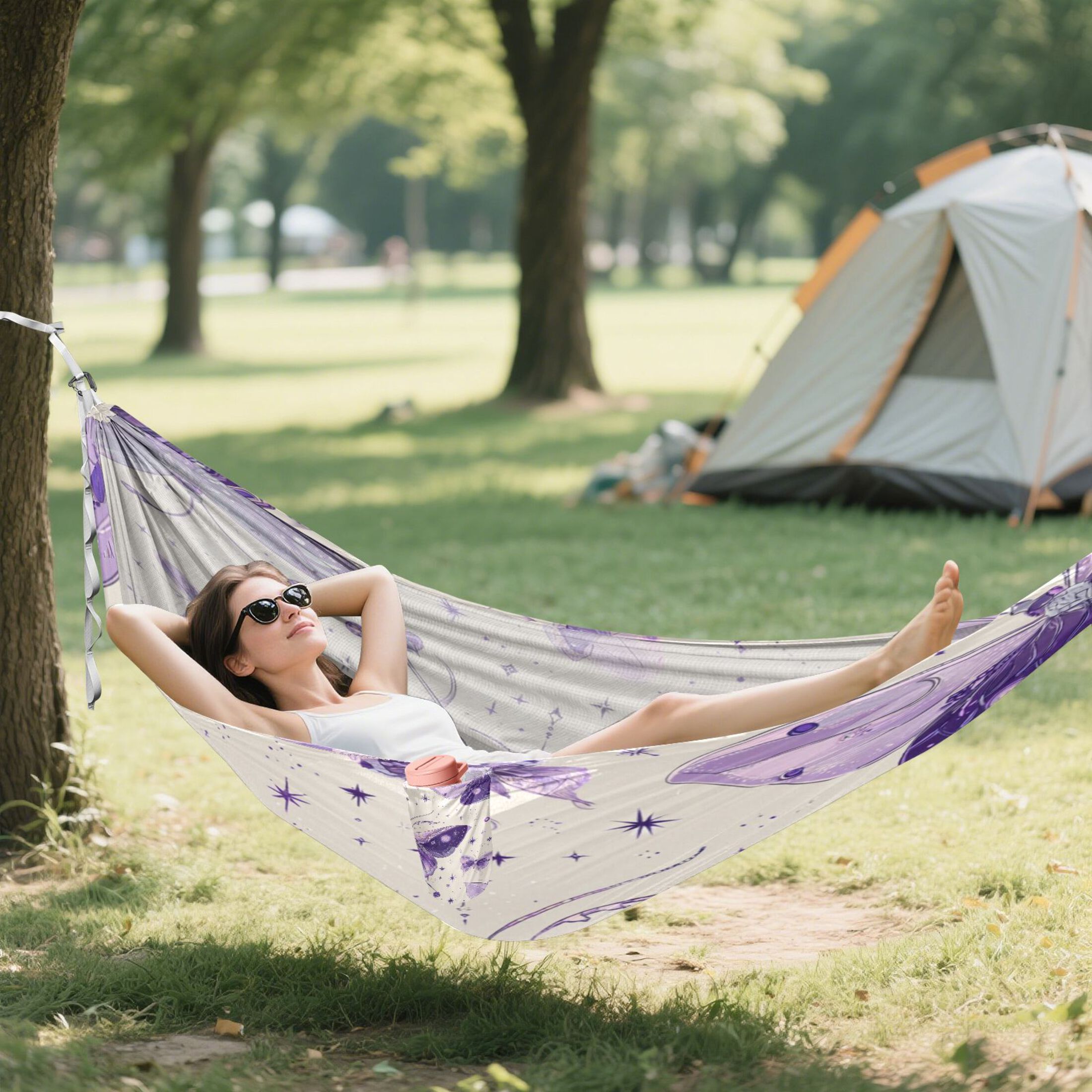 Hammock Camping Hammock Nylon Portable Hammock Travel Camping Hammock Beautiful Purple Butterflies
