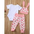 thumbnail image 4 of Jxzom My First Easter Newborn Infant Baby Girl boy Outfit 3M 6M 12M 24M Short Sleeve Bunny Romper Pants hat 3Pcs Clothes Set, 4 of 7
