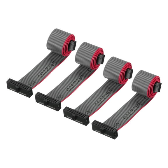 IDC 16Pin Flat Ribbon Cable, 1.27mm Pitch FC to FC Connector 20cm Length Grey Jumper Wire Computer DVD, 4Pcs