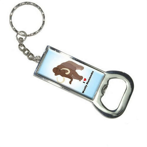 Nothing Specific I Love Heart Woolly Mammoths Wooly Mammoth Prehistoric Ice Age Blue Background Keychain Bottle Bottlecap Opener