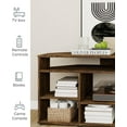 thumbnail image 3 of Corner TV Stand for 55 Inch TV, Entertainment Center with Open Storage Shelves, Industrial TV Console Table for Living Room Bedroom, Walnut, 3 of 6