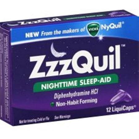 Vicks ZzzQuil Nighttime Sleep Aid, 12 Liquicaps (Best Nighttime Cold Medicine For Sleep)