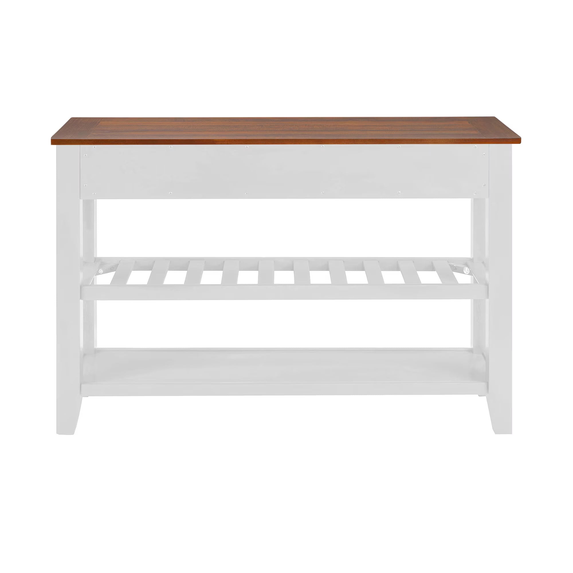 MAYEERTY Retro Console Table with 2 Drawers and Shelves, Solid Pine Wood Table for Living Room, Entryway, Hallway