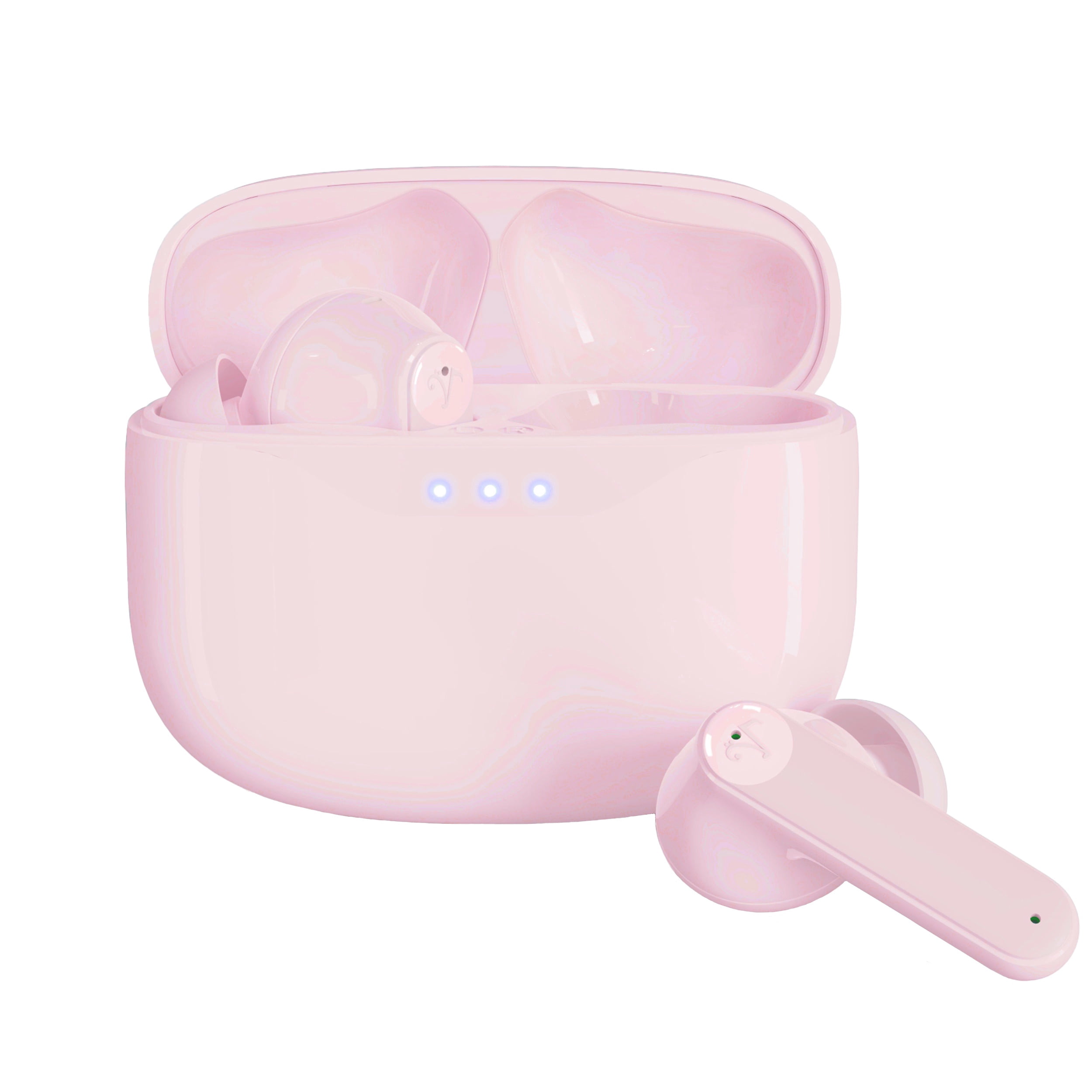 Visual Land SOUNDWAVE A1 Plus Active Noise Cancelling Earbuds, 6 Mics, 48H Total Playtime, 15 Mins = 6 Hours Playtime - Pink