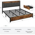 thumbnail image 2 of King Size Bed Frame with Storage Linen Upholstered Headboard, 4 Drawers Platform Bed Frame with Charging Station, No Box Spring Needed, Easy Assembly, Vintage Brown, 2 of 8