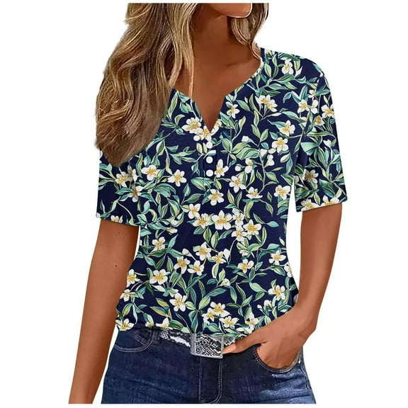Zuesphe Short Sleeve Summer Tops for Women Tshirts Shirts for Women Gym Blouses for Women Business Casual Petite Womens Graphic Tees V Neck