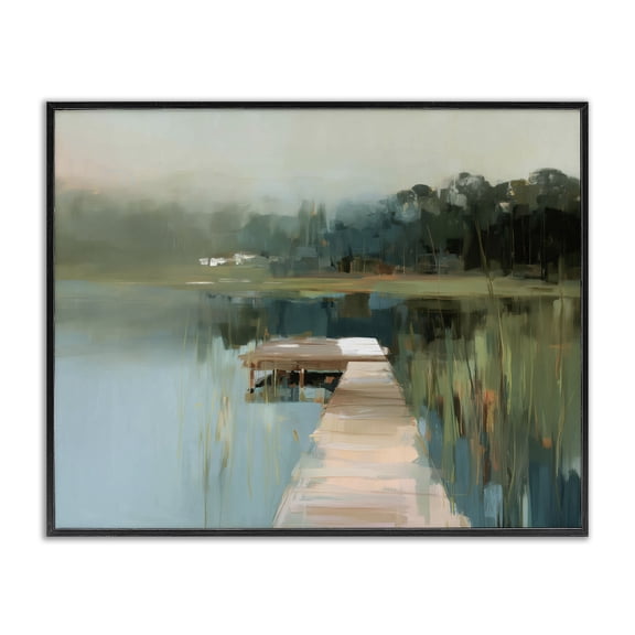 Stupell Industries Coastal Marsh Pier Abstraction Black Framed Giclee Art, 14 x 11, by Kim Curinga