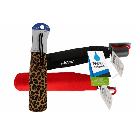 totes by Totes NeverWet Auto Open/Close Umbrella, 43 Inch, Rain Umbrella, Assorted Colors