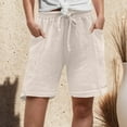 thumbnail image 6 of vigerkar Womens Cotton Drawstring Shorts Summer Elastic Waist Loose Casual Lightweight Lounge Short with Pockets Beige, XL, 6 of 8