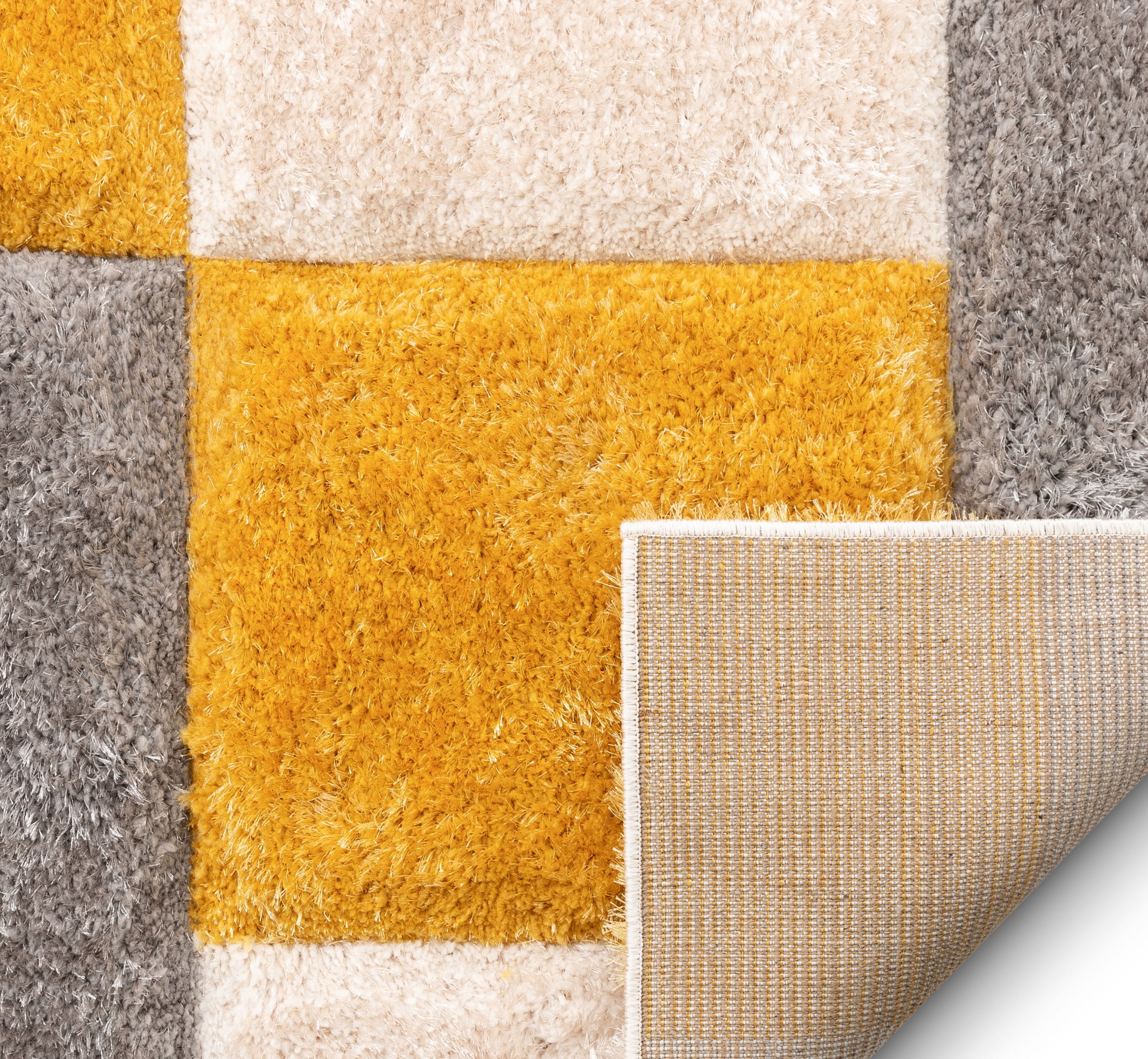 Well Woven San Francisco Escondido Yellow Modern Geometric Squares 3'11" x 5'3" Area Rug