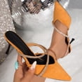 thumbnail image 2 of Women Rhinestone Low Heel Pointed Toe Sparkly Wedding Dress Shoes Summer Summer Slip-On Dress Shoes for Wedding Closed Toe Slingback Shoes, 2 of 9