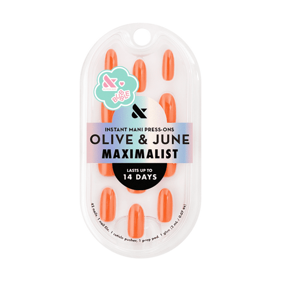 Olive & June   Bubble Instant Mani Medium Oval Press-on Nails, Bounce Back Chrome, 42 Pieces