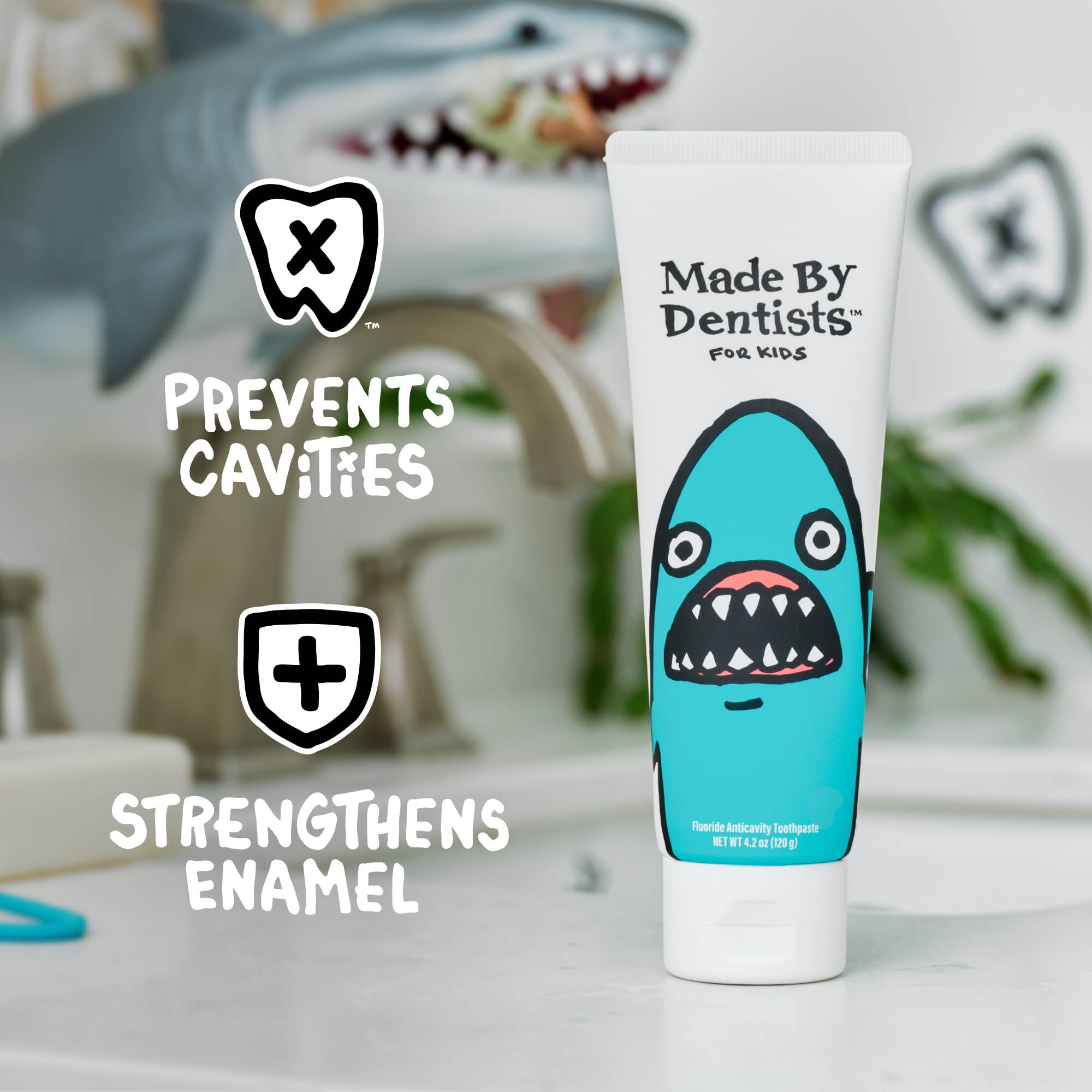 Made by Dentists Shark Anticavity Kids Fluoride Toothpaste, Watermelon, 4.2 oz