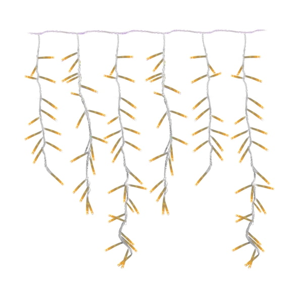 Cascada Luz Led Blanca Cálida 300 Focos 8 Funciones Importadora La Merced Modelo L554489 Cable Transparente 6 m