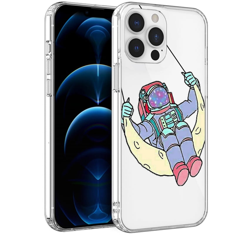 iphone11 11pro,11promax12,12 pro,12promax12Mini iphone Xmax Astronaut Space Flying to the moon clear PHONE CASES for iphone 7/8 X,Xs,XR