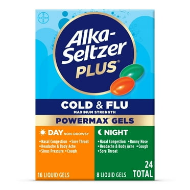 Alka-Seltzer Plus Powermax Cold & Flu Medicine, Day   Night, Liquid Gels, 24 Count