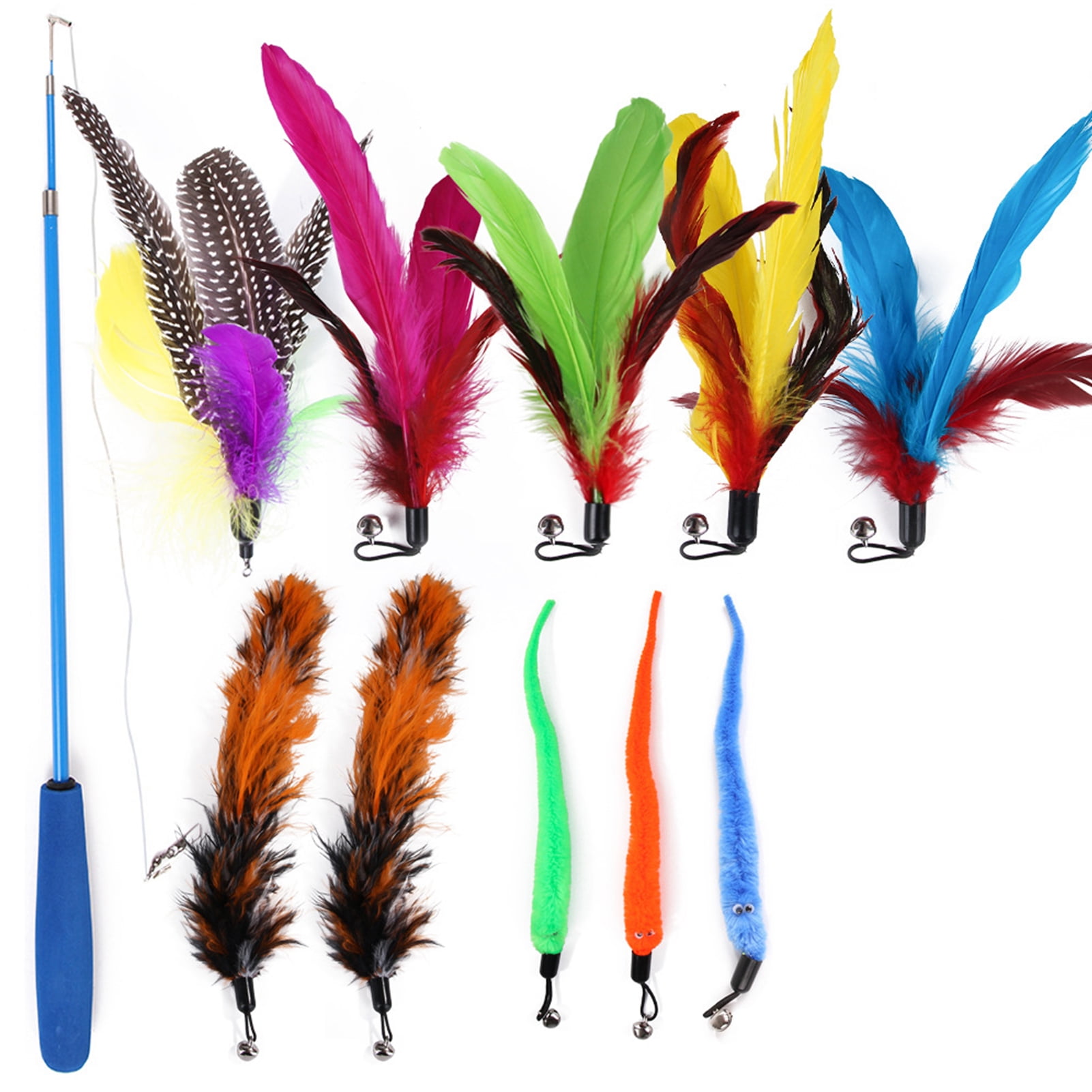 Pawaboo Cat Feather Toys, 4 Pack Interactive Cat feather Teaser