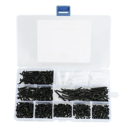

420 Pieces of Black Flat Head Wood Screw Combination Fastener Kit 304 Stainless Steel Countersunk Head Tapping Screws
