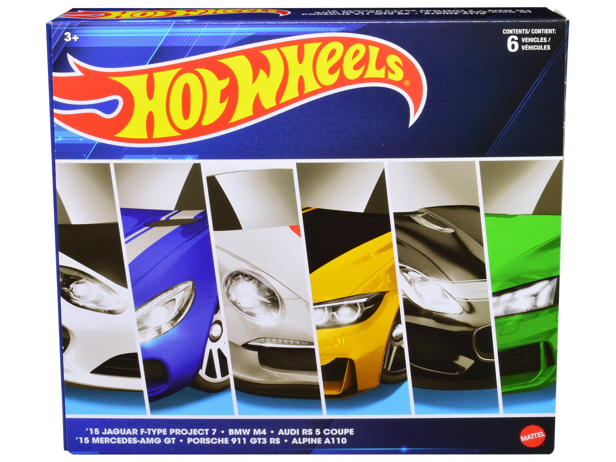 "European Theme" 6 piece Set Diecast Model Cars by Hot Wheels