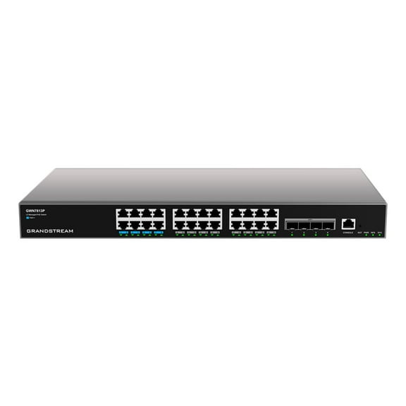 GRANDSTREAM GWN7813P Manageable Layer Switch (Layer) 3 Rackable. Ports: 24x GbE RJ45 PoE 802.3 AF/at, 60W per Port, 4X SFP , Redundant PSU Optional Brand