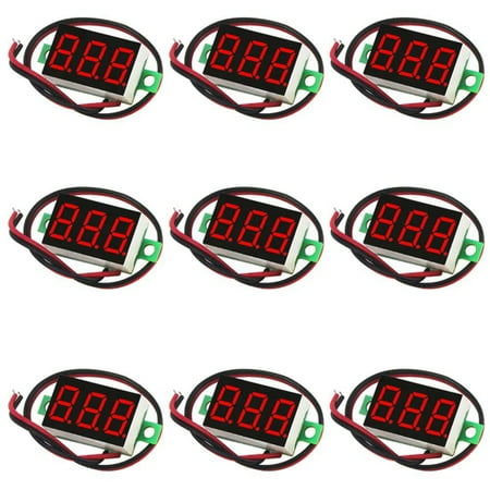 

9Pcs Voltage Meter 2 Wire DC 0-32V with 3 Digit Panel LED Display Panel Mount Car Motorcycle Battery Monitor