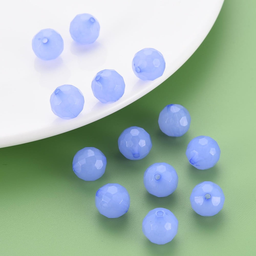 Imitation Jelly Acrylic Beads Faceted Round Medium Slate Blue 12x11.5mm Hole: 1.8mm 560pcs/500g