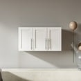 thumbnail image 2 of Modern Stackable Wall Mounted Storage Cabinet with Movable Shelves and 3-Doors,Wooden Wall Mounted Storage Cabinet for Bedroom, Living Room, Kitchen, Laundry Room, Bathroom and Garage, White, 2 of 7