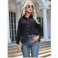 thumbnail image 4 of Women's Button Down Shirts Long Sleeve Dress Shirts Wrinkle Free Collared Work Office Tops Black XL, 4 of 8