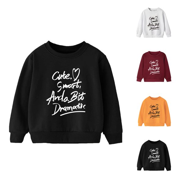 Kids Cute Smart And A Bit Dramatic Sweatshirts Long Sleeve Crewneck Funny Sweatshirt for Boys Girls Pullover Tops