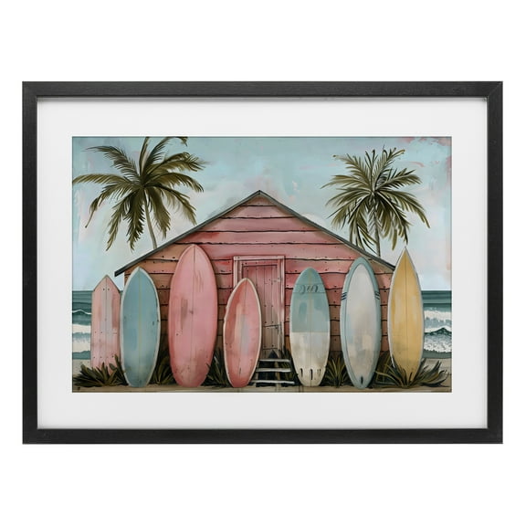 Stupell Industries Pastel Boards Against Cabin Black Framed Print Under Glass, design by LSR Design Studio, 14 x 20