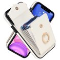 thumbnail image 5 of Wallet Case Compatible with iPhone 12 Mini, Case with Card Holder,with a strap, RFID Blocking Leather Cover 360°Rotation Ring Kickstand Protective Bumper Designed for Apple iPhone 12 Mini,White, 5 of 10
