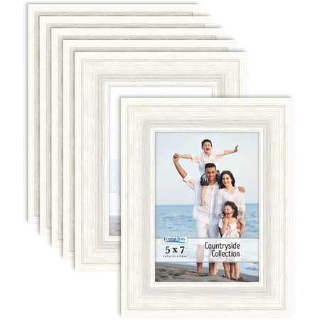 Icona Bay 5x7 Alpine White Picture Frames, 6 Pack, Countryside Collection (US Company)