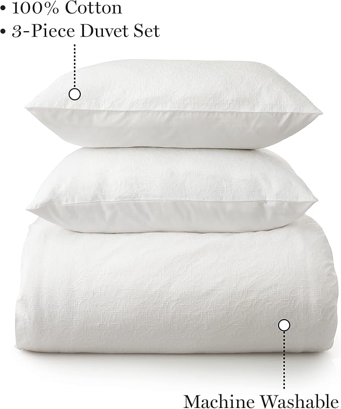 Martha Stewart Kinfolk 100% Cotton 3pc Duvet Set-1 Duvet, 2 Pillow Shams