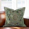 thumbnail image 2 of Turkish Boho Throw Pillow Cover Green Wallpaper Murals Cotton Linen Cushion Cover Throw Pillow Case with Invisible Zipper for Couch Sofa Bed Chair Car 24x24 Inch, 2 of 9