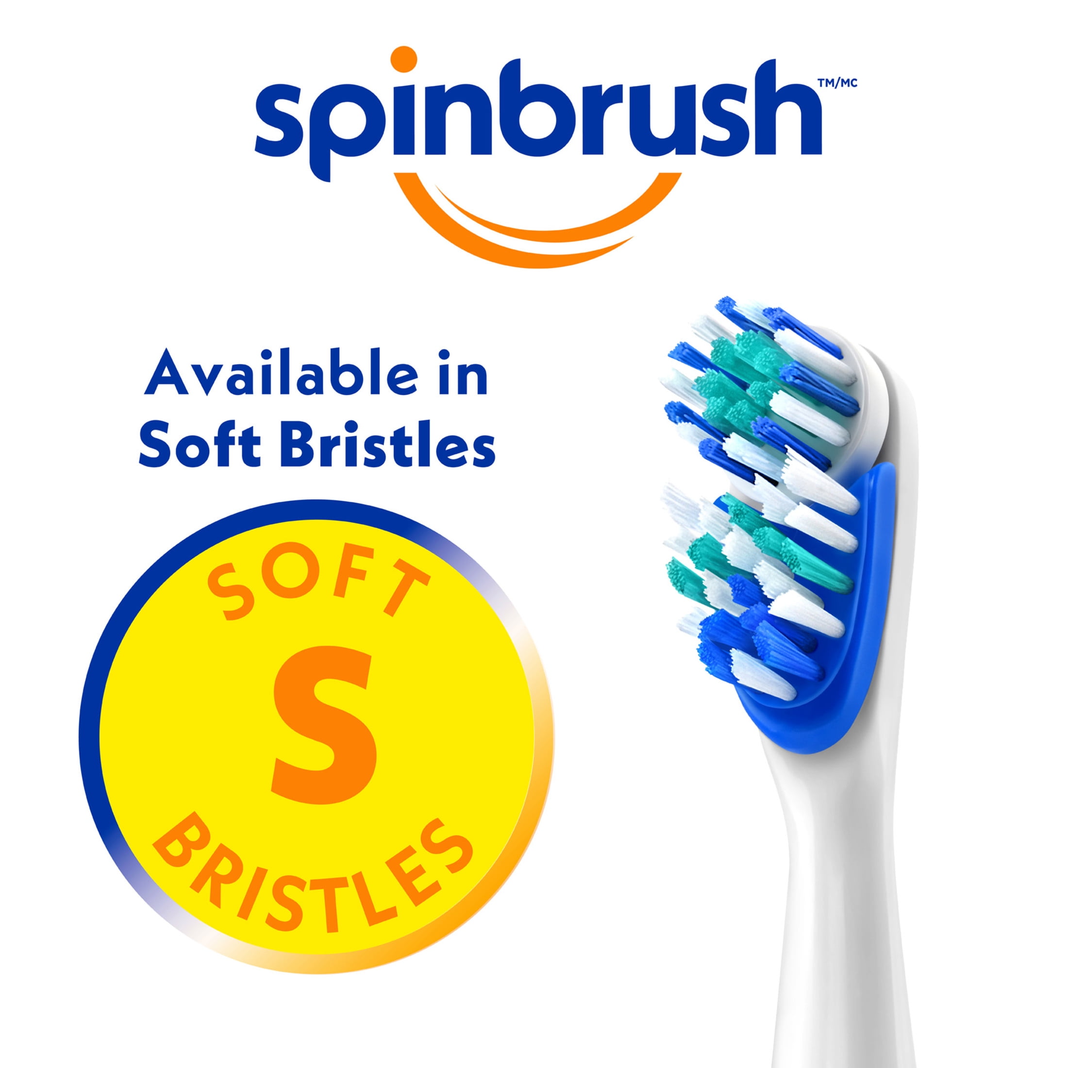 Spinbrush PRO CLEAN Refill, Soft Bristles, 2 Replacement Heads for Battery Powered Toothbrushes